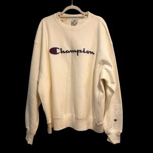 Champion spellout men’s reverse weave pullover sweatshirt NEW size 2XL Y2K white